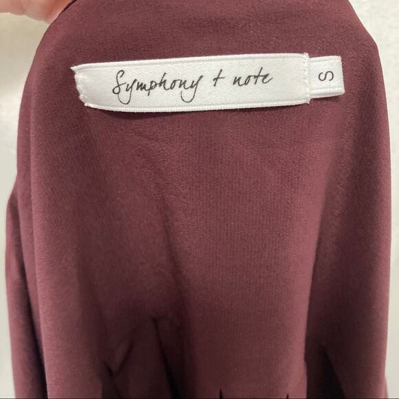 nwt Burgundy Silk Blouse size S Button front Collared Shirt NEW - Picture 2 of 6